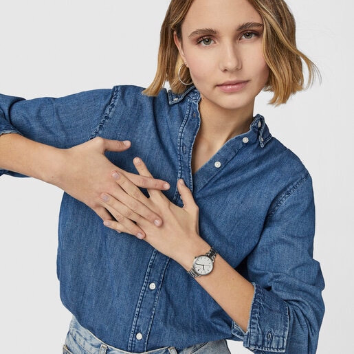 Steel Rond Color Watch with white-gradient zirconias