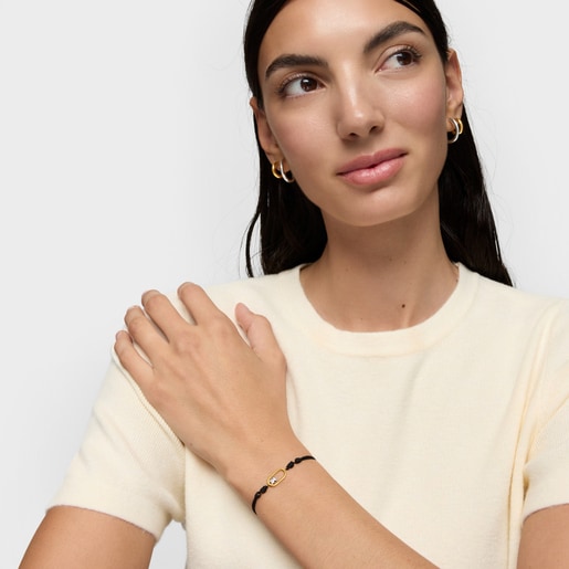 Pulsera de nylon negro bicolor Camille