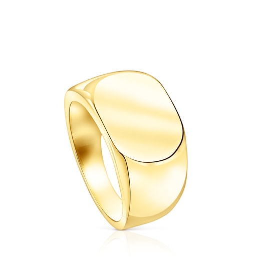 Sello TOUS Basics oval con baño de oro 18 kt sobre plata