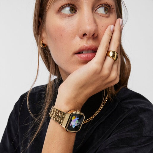 Gold-colored IP steel B-Connect Watch