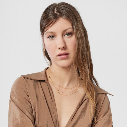 Gold Oceaan shells-chains Necklace with pearls