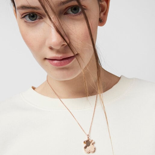 Colgante con baño de oro rosa 18 kt sobre plata y perlas Areia