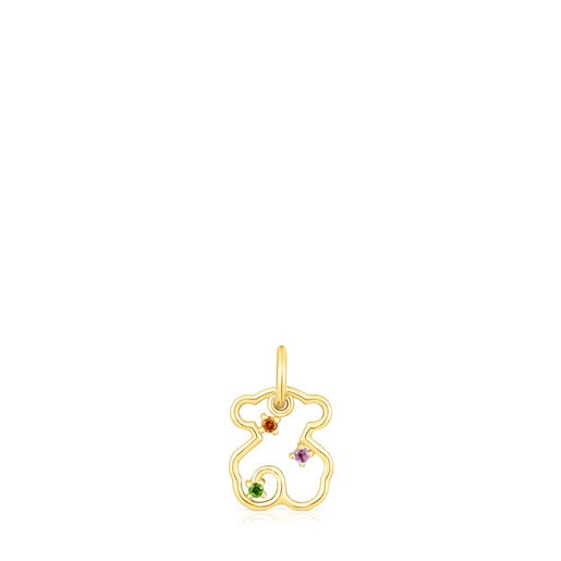 Gold Tsuri Bear pendant with gemstones | TOUS