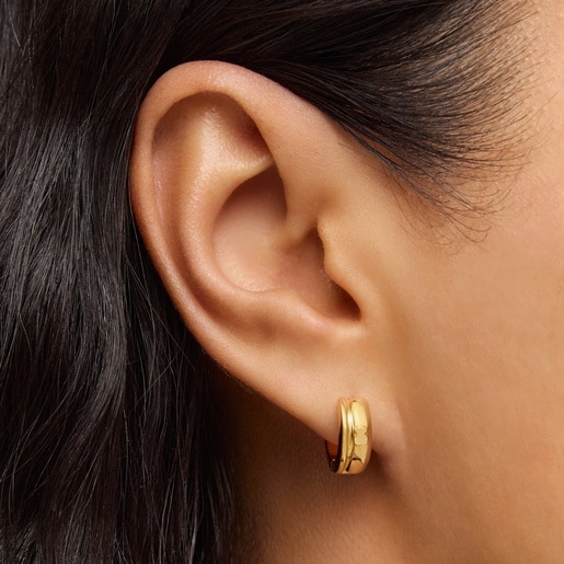 ゴールドコーティングシルバーのダブルフープのピアス TOUS Fellow