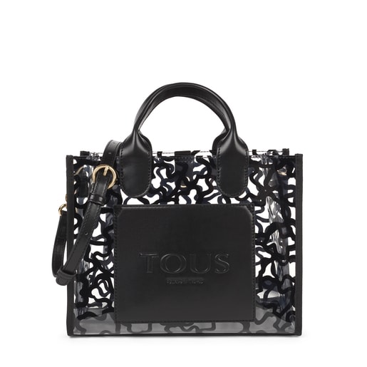 Sac shopping Amaya Vinyl moyen transparent noir