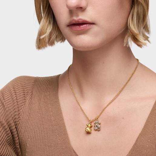 Bear Pendant with 18kt gold plating over silver and diamonds TOUS Sweet 40s