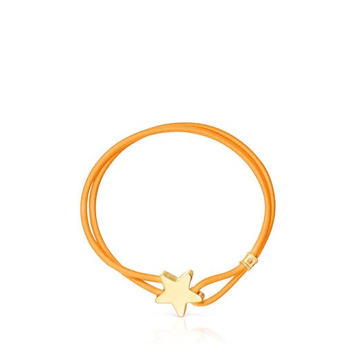 Oranžový Elastický náramok s hviezdičkou z pozláteného striebra Sweet Dolls
