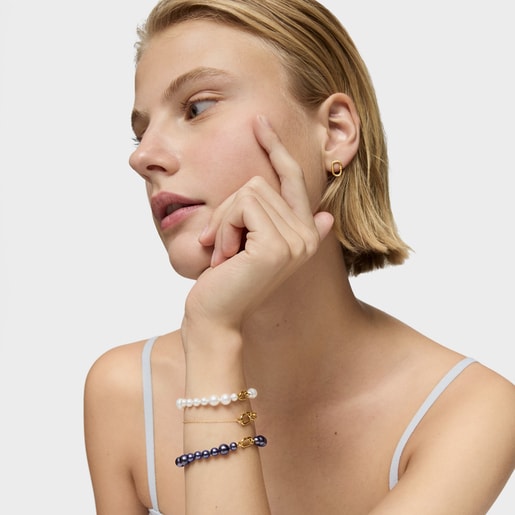 Pulsera de oro y perlas barrocas cultivadas Hold Oval