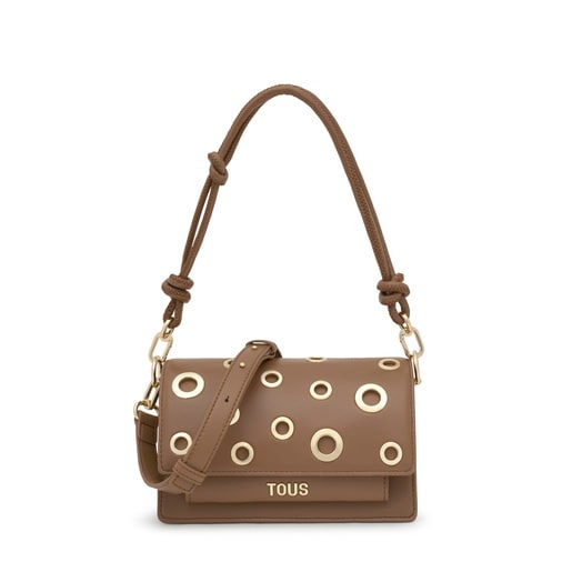 Small earth-colored Audree Crossbody bag Eyelets