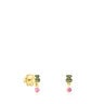 Boucles d’oreilles TOUS New Motif en argent vermeil avec ourson en chromo-diopsides et rubis