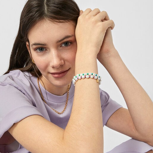 Lilac-colored nylon TOUS Joy Bits bracelet with pearls | TOUS