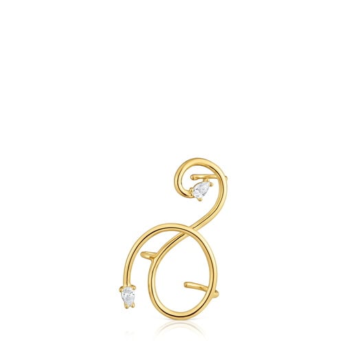 Earcuff espiral con baño de oro 18 kt sobre plata y diamantes creados en laboratorio Lio LGD