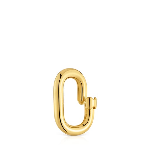 Średni pierścionek ze srebra pokrytego 18-karatowym złotem Hold Oval