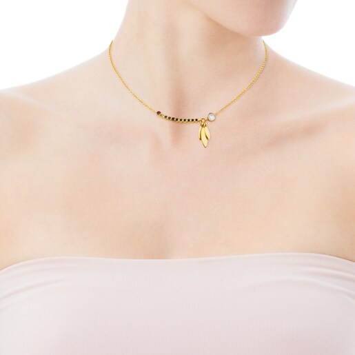 שרשרת Sky Power מכסף מצופה זהב 18 קראט בשילוב אבני חן