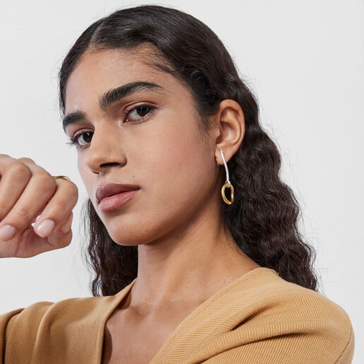 Two-tone silver vermeil TOUS Hav Earrings with ring