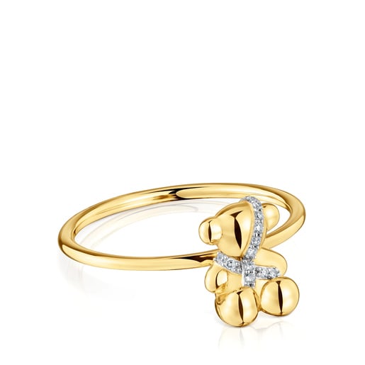 Středně velký Prsten s medvídkem ze zlata s diamanty Lligat