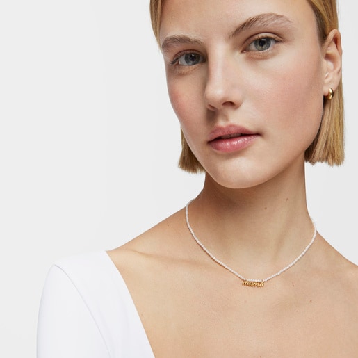 Silver vermeil Mama Necklace with cultured pearls TOUS Mama