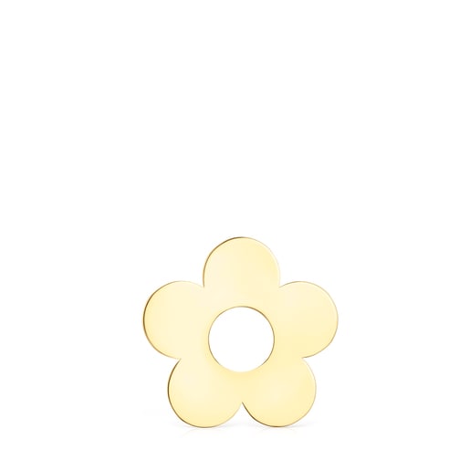 Small Hold Metal Silver Vermeil Flower Pendant