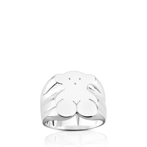 Silver Sweet Dolls Signet ring with small bear motif