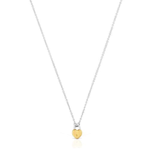 Two-tone heart padlock motif Necklace TOUS Unlock