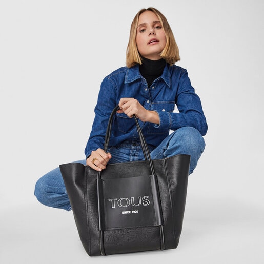 Большая сумка-shopping TOUS Empire из черной кожи