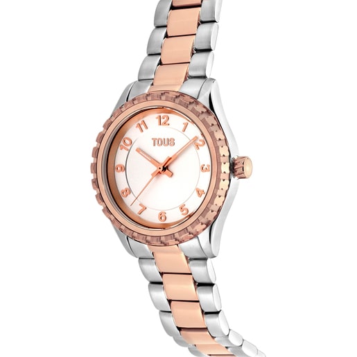 Analog Watch with steel and rose-colored IPRG steel bracelet TOUS T-Bear Kdt
