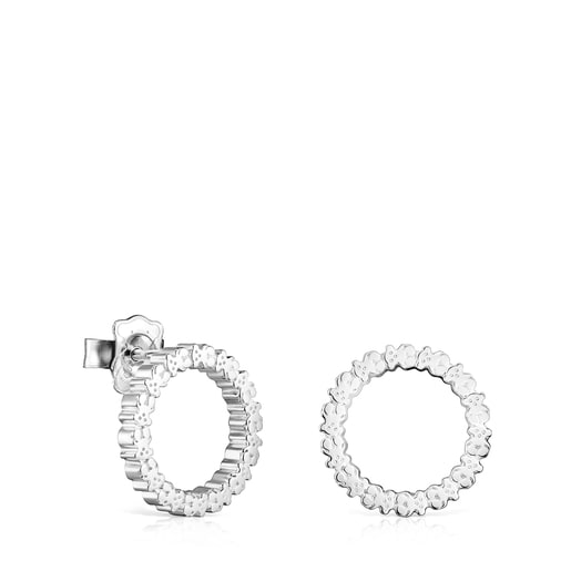 Medium Silver Straight disc Earrings | TOUS