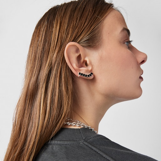 Pendiente trepador de plata con ónix TOUS Mini Onix