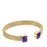 Gold-colored IP Steel Mesh Color Bracelet with Amethyst