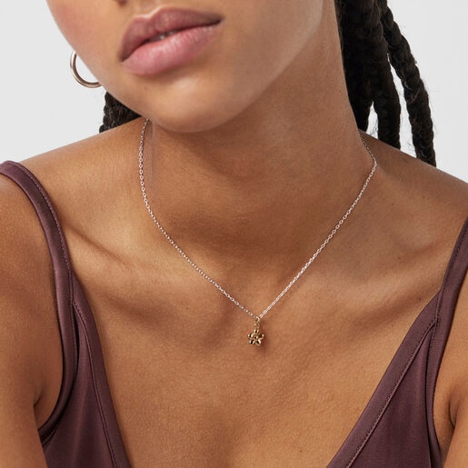 Silver Vermeil Fragile Nature flower Pendant