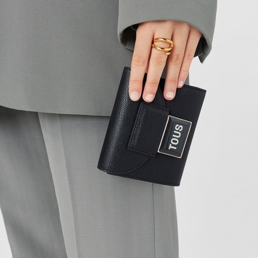 Black TOUS Sylvia Flap Card wallet