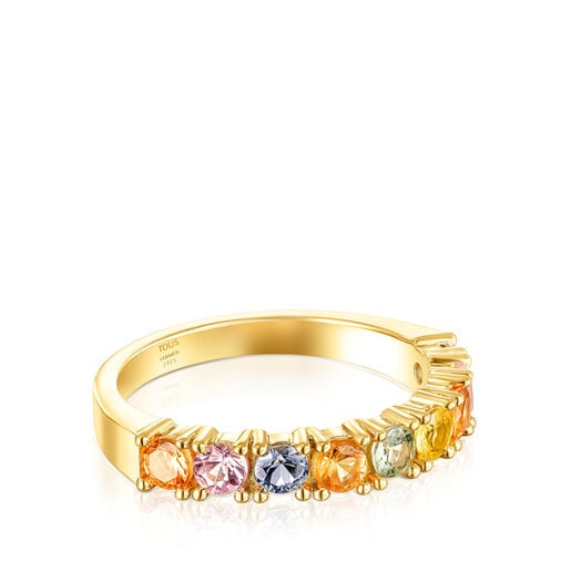 Silver Vermeil Glaring Wedding band with multicolored Sapphires | TOUS