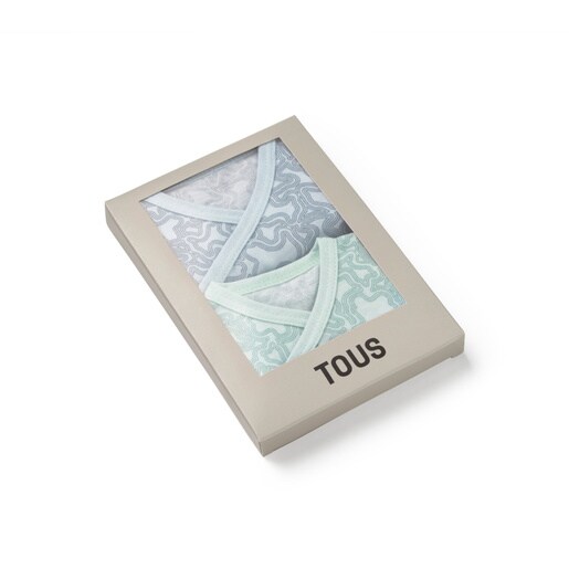 Pack of wrap-over baby bodysuits in KaosP sky blue