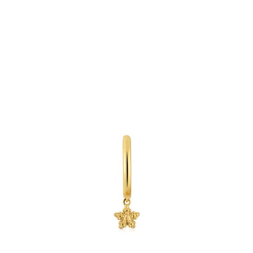 Short Hoop individual earring with 18kt gold plating over silver and star motif TOUS Grain