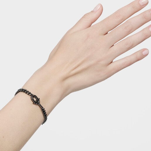 TOUS MANIFESTO 19 cm dark silver curb chain Bracelet