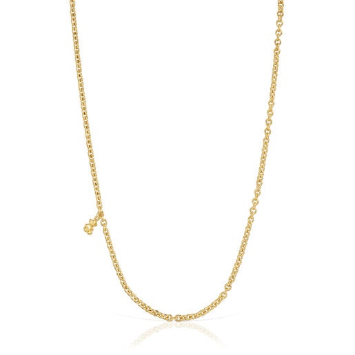 Short Necklace with 18kt gold plating over silver and round rings Bold Bear