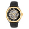 Automatic analog Watch with gold-colored IP steel case and black silicone bracelet TOUS Now