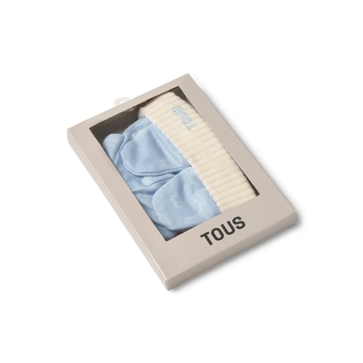 Baby hat and mittens set in Arc sky blue