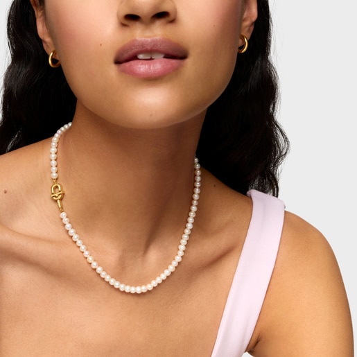 Short cultured pearl Necklace with 18kt gold plating over silver TOUS MANIFESTO