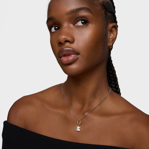 תליון דובון קטן Bold Bear מזהב 14 קראט עם קריסטל קוורץ