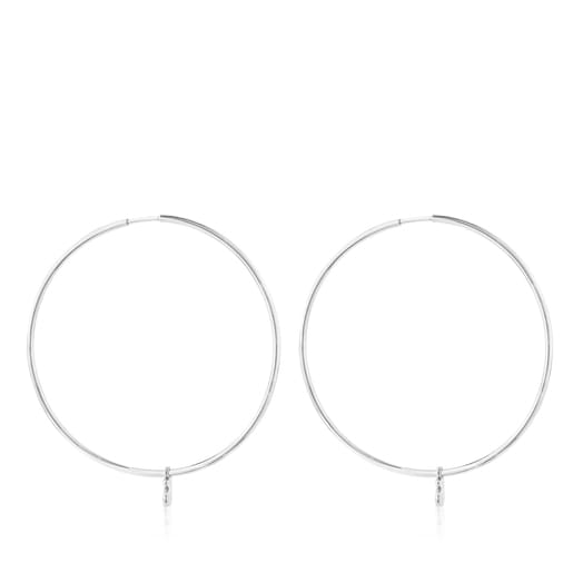 Silver TOUS Bear hoop Earrings