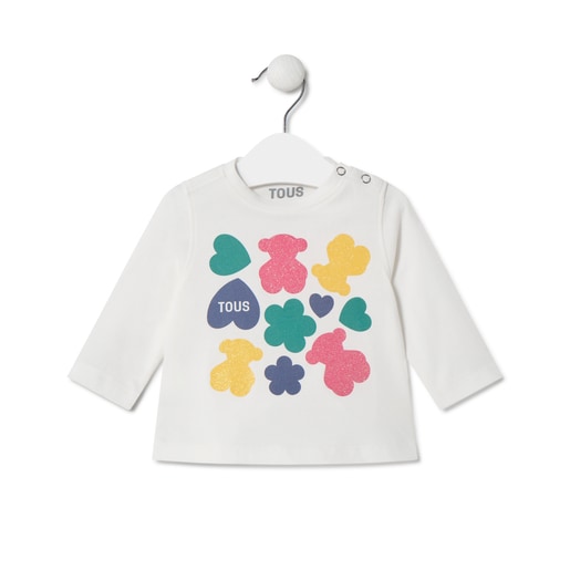 Bears, hearts and flowers t-shirt in Casual ecru