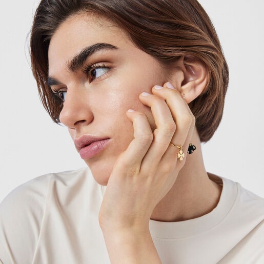 Silver Vermeil TOUS Good Vibes Ring clover motif