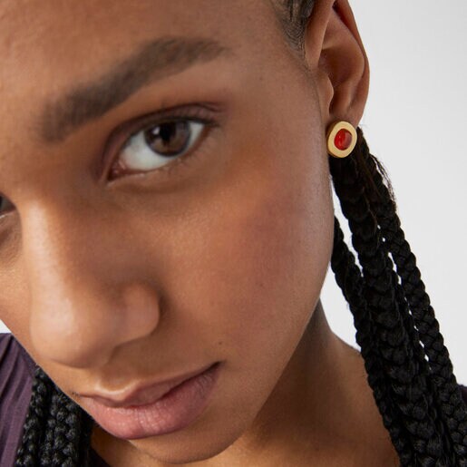 Aretes con baño de oro 18 kt sobre plata y cornalina Nattfall