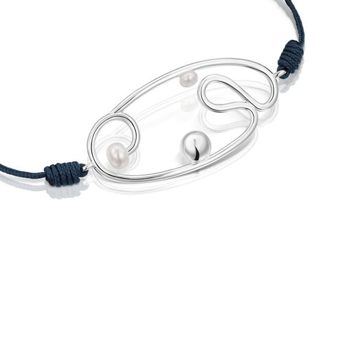 Nylon Tsuri Bracelet with silver motif and cultured pearls | TOUS