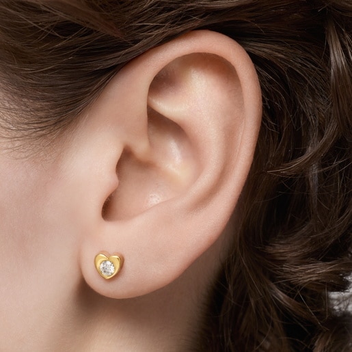 Gold Heart earrings with laboratory-grown diamonds TOUS Lili