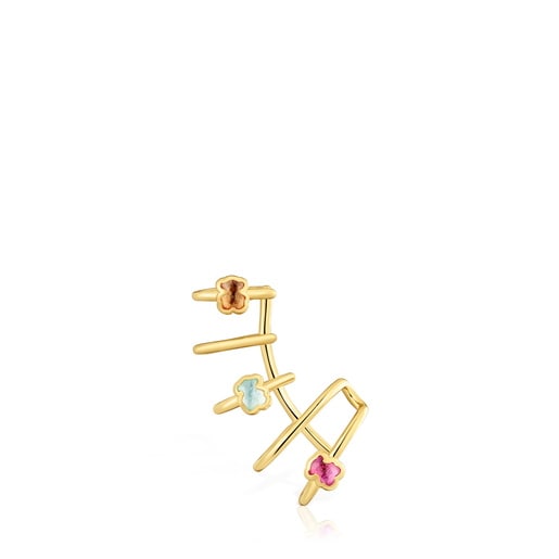 Earcuff con baño de oro 18 kt sobre plata y gemas creadas en laboratorio Icon Color LGG