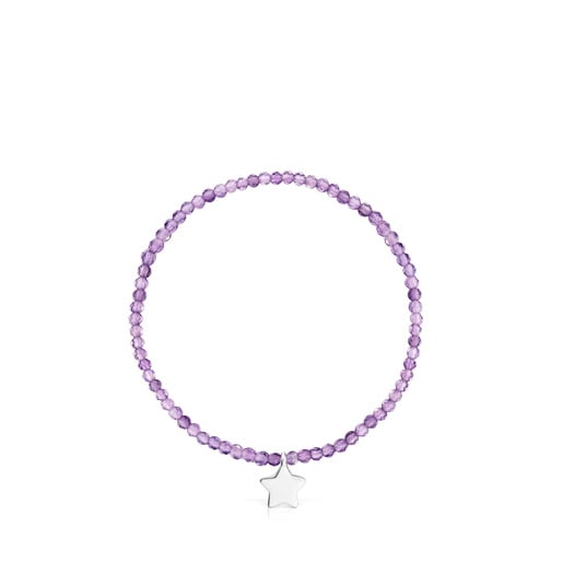 Elastic Bracelet with amethysts and silver star TOUS Motifs