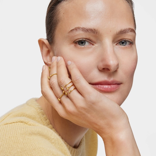 Small open Ring with 18kt gold plating over silver and motifs TOUS Grain