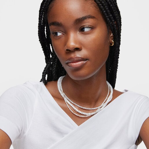 18ktゴールドコーティングシルバーに養殖パールを添えたチョーカー Gloss